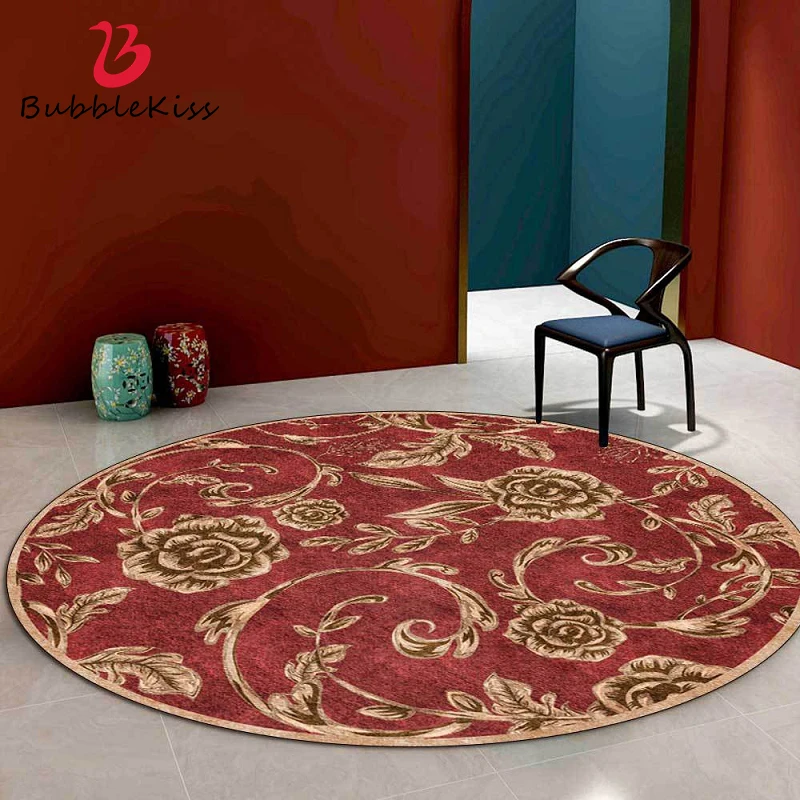 Bubble Kiss Round Carpet Red Print Pattern Tappeti Decorativi Camera Da Letto Nordic Living Room Tappeti Home Comodino Piano Tappetino Antiscivolo