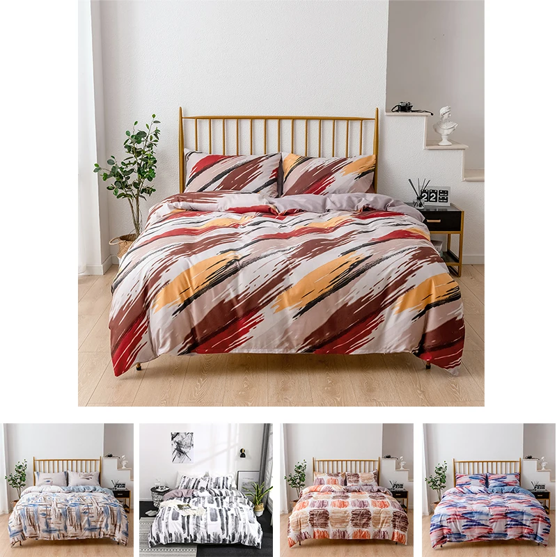 

100% polyester Duvet Cover Sets Brief Ink graffiti series Twin Full Queen King Size 2pcs/3pcs Sanding Bedding Set