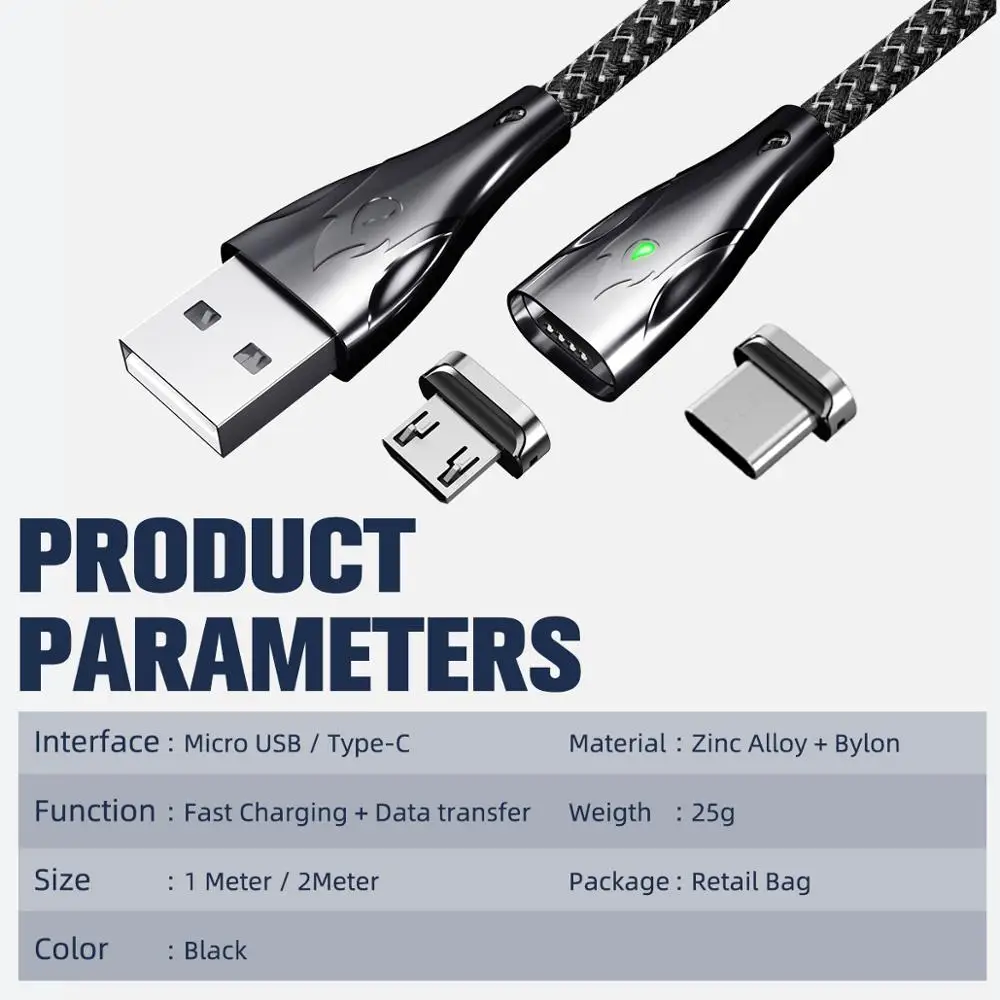 GUUGEI 5A Тип C Магнитный кабель Магнит Micro USB телефонный кабель из цинкового супер быстрая зарядка Тип-C для Redmi LG Moto зарядный шнур 1m 2m