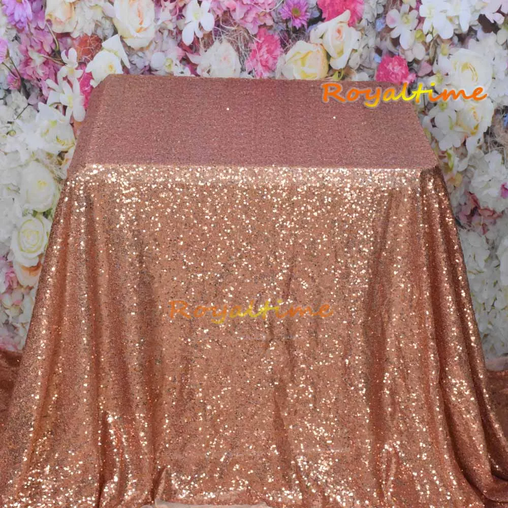 Copper Gold Фиолетовая скатерть 90x132in блестящая круглая прямоугольная вышитая скатерть с блестками для свадебной вечеринки Рождественская Decoration-RT102 - Цвет: Copper Gold