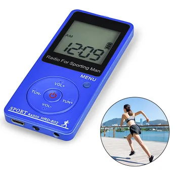 

Portable Sport Radio Mini FM AM Radio Receiver Step-Counting Radio With Big LCD Display Earphone With Stereo Earphone Backlight