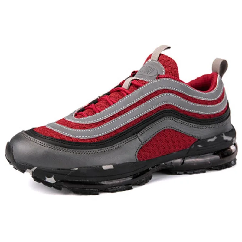 Качественная спортивная обувь с воздушной подушкой; уличная Нескользящая повседневная обувь; амортизирующая дышащая теннисная мужская обувь - Цвет: Black red