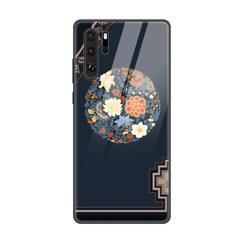 Китайский винтажный Дворцовый стиль чехол для huawei коврики 30 PRO MATE 20 PRO P30 PRO закаленное стекло чехол для телефона mate30pro mate20pro - Цвет: black