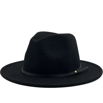 Simple Women Men Wool Vintage Gangster Trilby Felt Fedora Hat With Wide Brim Gentleman Elegant Lady Winter Autumn Jazz Caps 1