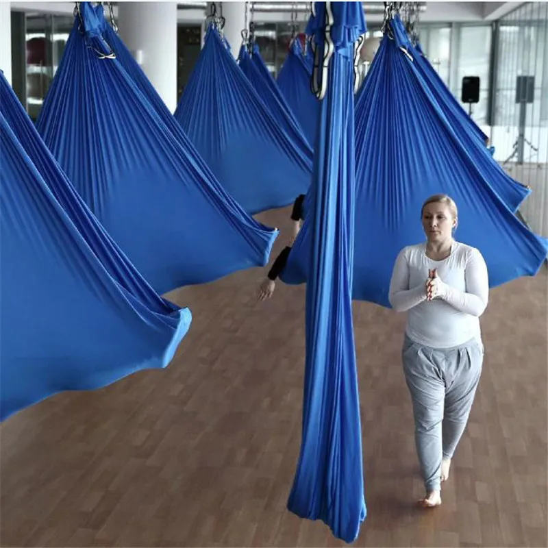 Elastic stretch fabric 5m yoga hammock flying swing Aerial Yoga Hammock Multifunction Anti-gravity Yoga Belts yoga training