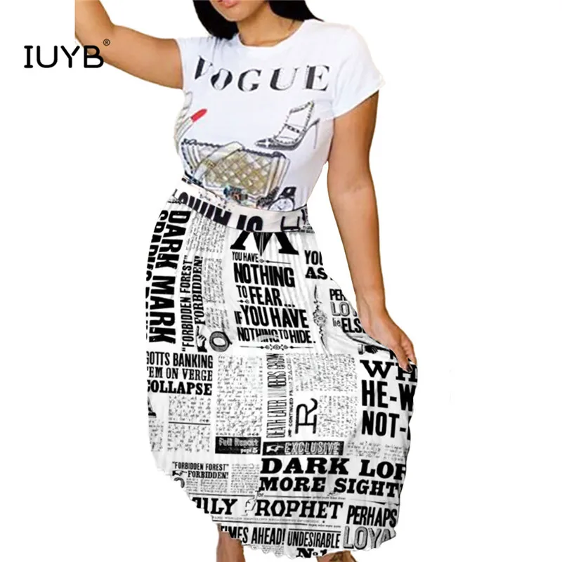 IUYB PN6216 Лето Высокое качество элегантная Сексуальная Женская юбка цветные юбки с принтом букв повседневные юбки до середины икры