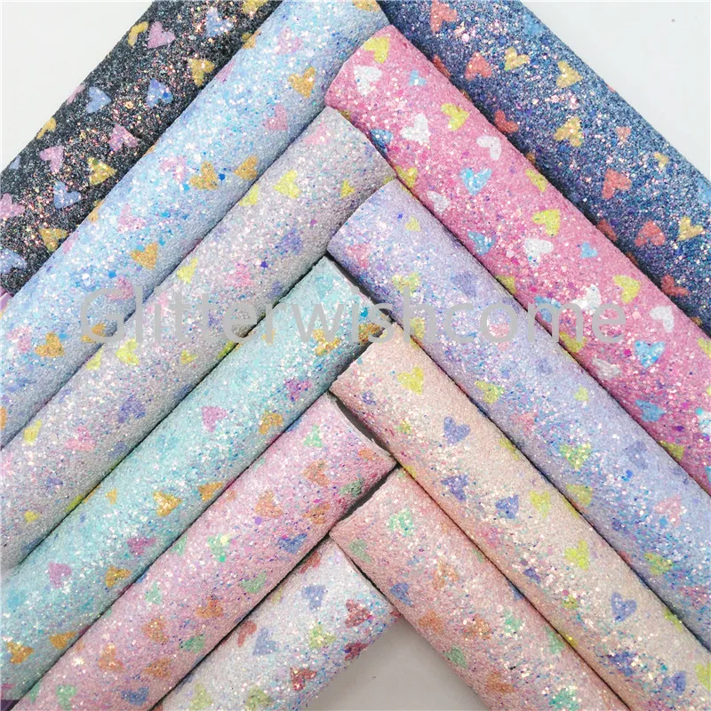 Glitterwishcome 21X29 см A4 размер Валентина кожа, сердца напечатаны Синтетическая кожа ткань винил для бантов, GM657A