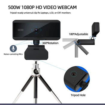 

1080P HD Webcam with Built-in Mic Rotatable PC Desktop Web Camera Cam Mini Computer WebCamera Cam Video Recording Work