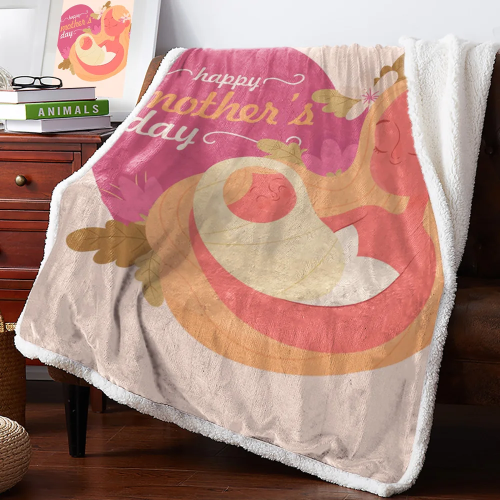 

Happy Mother'S Day Mother Holding Baby Heart Bedspread Coverlet Blankets Fleece Throw Cover Wrap Personalized Thick