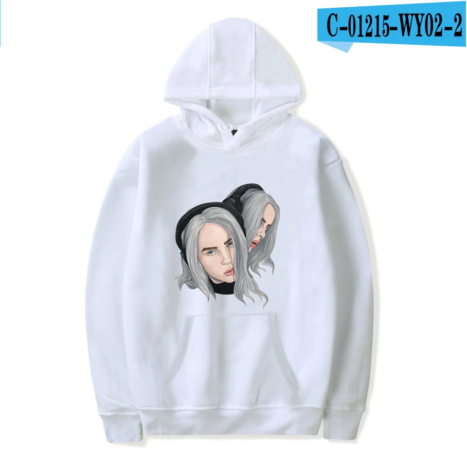 Новинка Billie Eilish толстовка женская мужская Поп толстовка модная куртка Осень Зима Мальчики удобный белый пуловер - Цвет: As picture