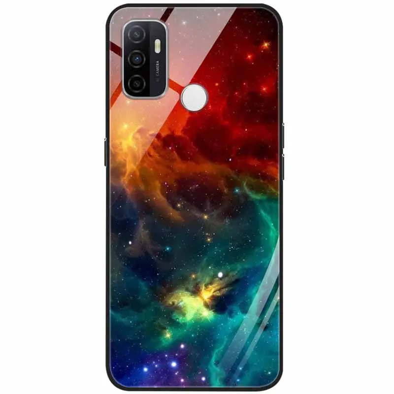 oppo phone back cover For OPPO A53s Case A53 Glass Tempered Hard Fashion Back Cover for OPPO A53 A 53s Phone Cases Luxury Bumper on for oppoA53 Coque oppo flip cover