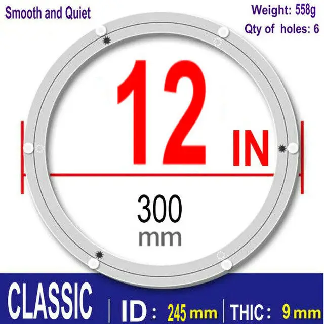 HQ 4-40INCH CLASSIC Thicken Aluminium Alloy Swivel Plate Lazy Susan Turntable Dining Table Swivel Plate for Kitchen Furniture 12INCH 30CM OD