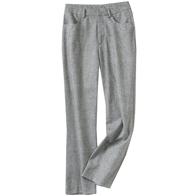 matching pants Обет Серебряный Блестящий блейзер с отворотами воротник одна кнопка Длинные рукава стразы украшение Женская мода елочка костюмы - Цвет: matching pants