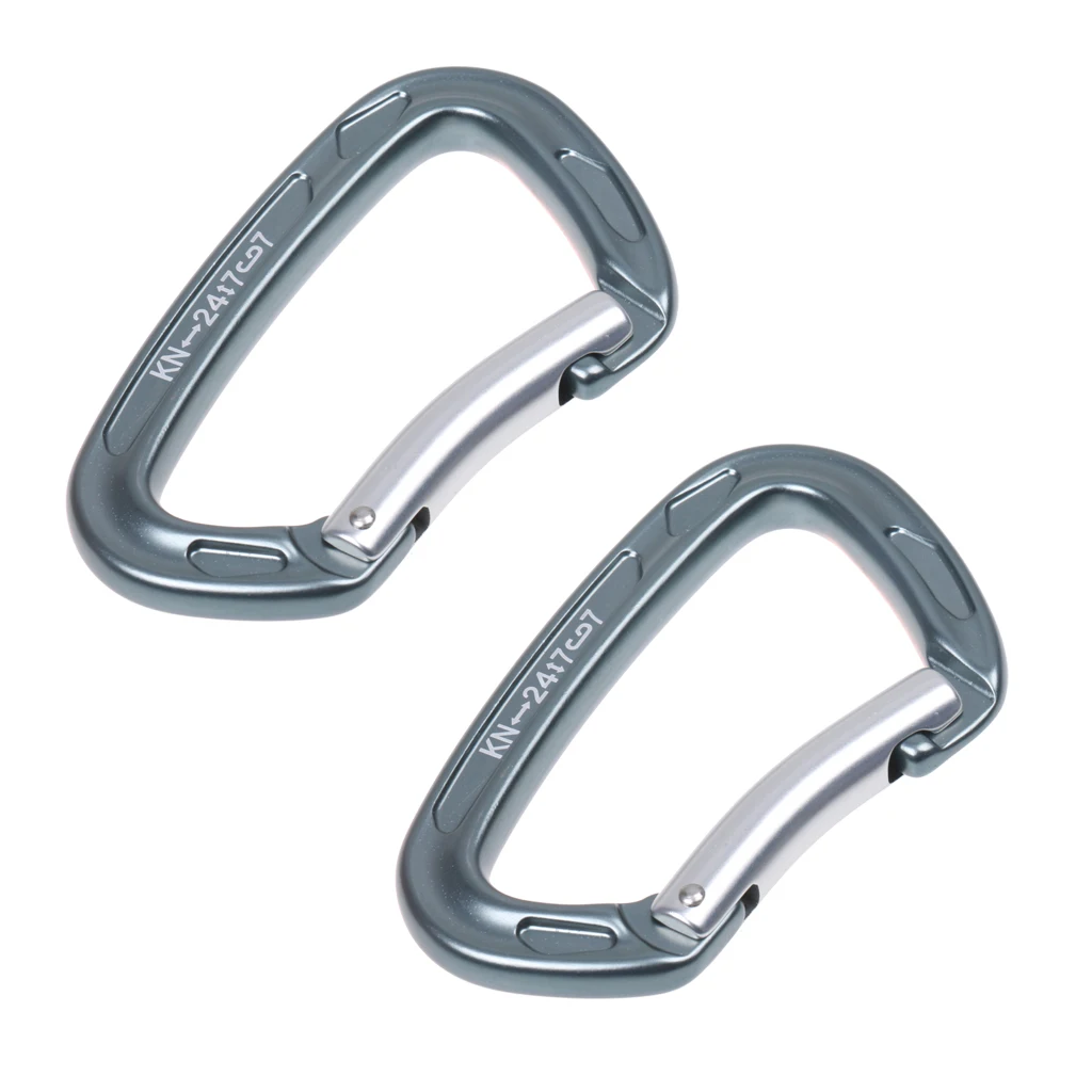 Set of 2 Outdoor 24KN Rock Climbing Caving Carabiner Rappelling Rescue Arborist Snap Clip Hook - CE Certification Climbing Acces