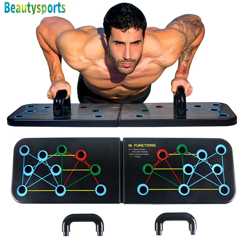 Push Up Board Foldable Strength Training Tools & Non-Slip Stickers for Gym 