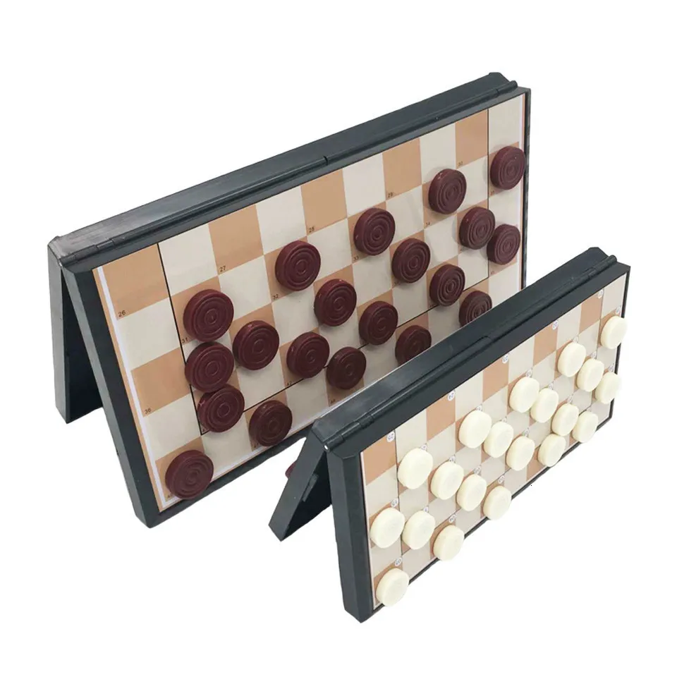 

High Quality International Checkers Portable Plastic Chess Set 20/29cm Folding Checkerboard Magnetic Chess Child Gift Board Game
