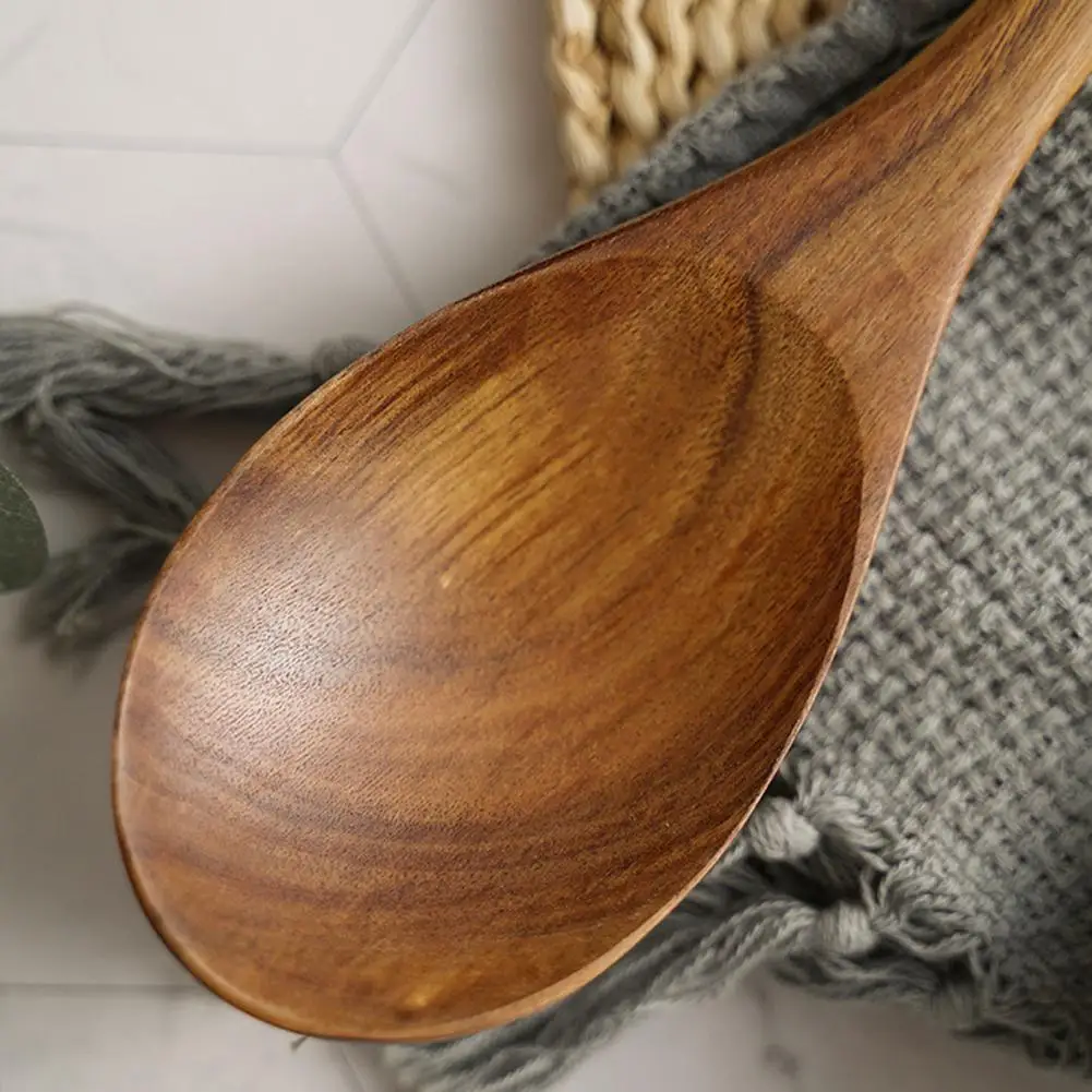 Reusable Wooden Retro Salad Sushi Fork Pasta Spoon Kitchen Cooking Utensil Tool