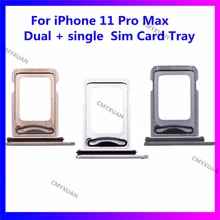 

Dual & Single Sim Card For iPhone 11 Pro Max Holder SIM Card Tray Slot Holder Adapter Socket Replacement Parts