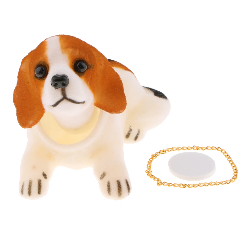 Toy White with Black Dot/ Bobble Head Doll Puppy Dog/ Beagle Dog Bobbing 