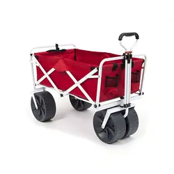 Heavy Duty Collapsible Folding All Terrain Utility Wagon Beach Cart (Red/White)