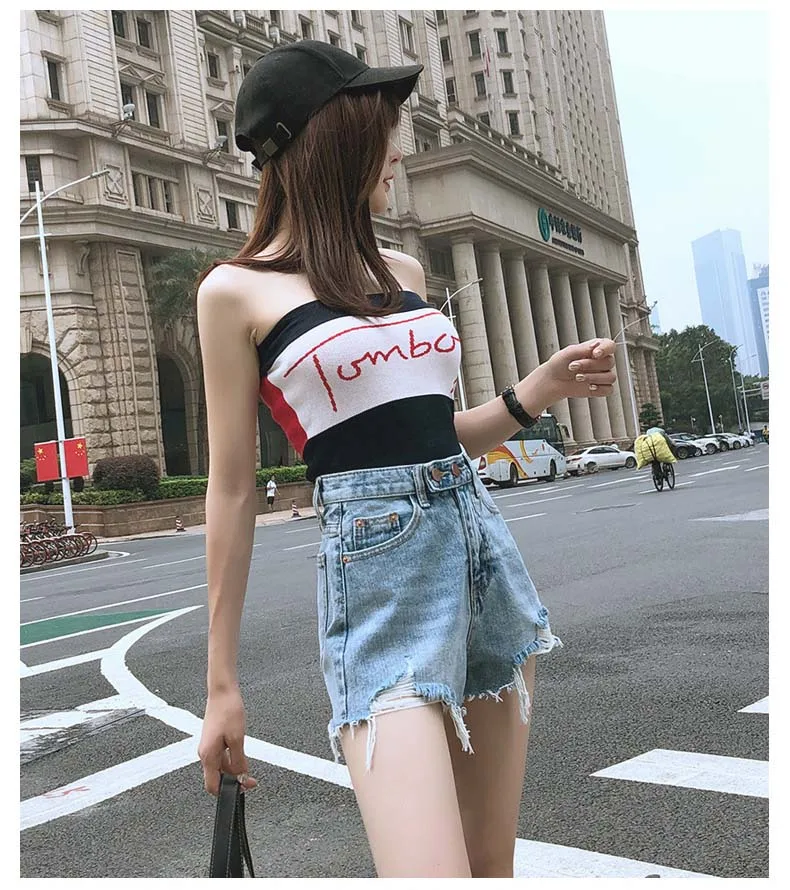 Летние женские облегающие трапециевидные шорты с высокой талией, повседневные свободные широкие джинсовые джинсы, женские модные фактурные рваные шорты, новинка D231