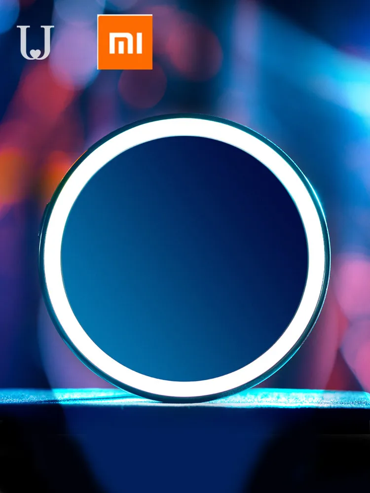 Xiaomi HD зеркало для макияжа с светодиодный Цвет синий свет косметическое зеркало мини Портативный сенсорный Управление зондирования зеркало для Красота макияж