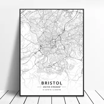

Bristol Bath Bournemouth Chester Ipswich Mansfield Milton Keynes United Kingdom Map Canvas Art Poster