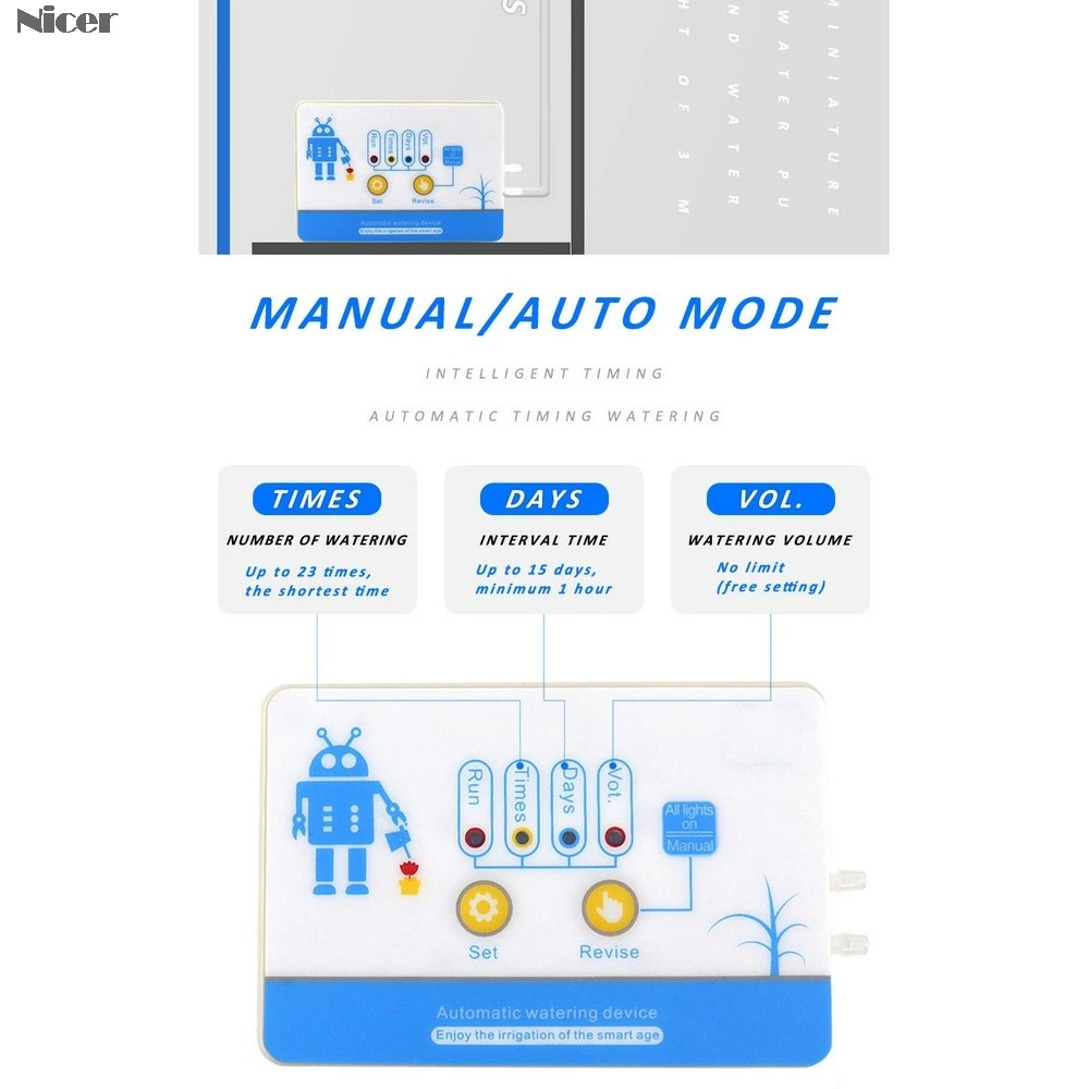 Automatic Watering Device Drip Irrigation Timing System Garden Water-Saving Smart USB / Solar Irrigation System Battery Powered