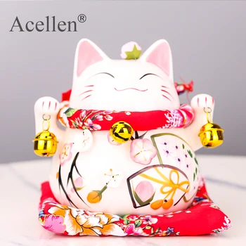 

Maneki Neko Ceramic Lucky Cat Home Decor Porcelain Ornaments Business Gifts Fortune Cat Money Box Fengshui Craft Lucky Cat