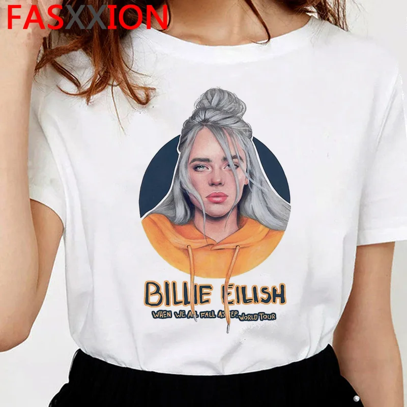 Billie eilish футболка женская мода Топ хип-хоп Футболка harajuku Эстетическая ulzzang 90s футболка kawaii забавная женская с коротким рукавом