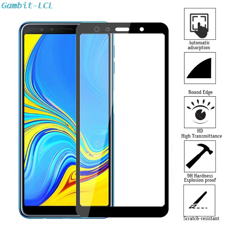 

2PCS Full Cover Tempered Glass for Samsung Galaxy A7 2018 SM-A750F A750F A750 Screen Protector Glass Protective Film