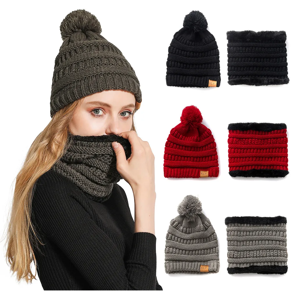 

New Fashion Unisex Winter Thicken Wool Warm Hat Wool Cap Scarf Shawl Suit set Beanie Hat For Men And Women