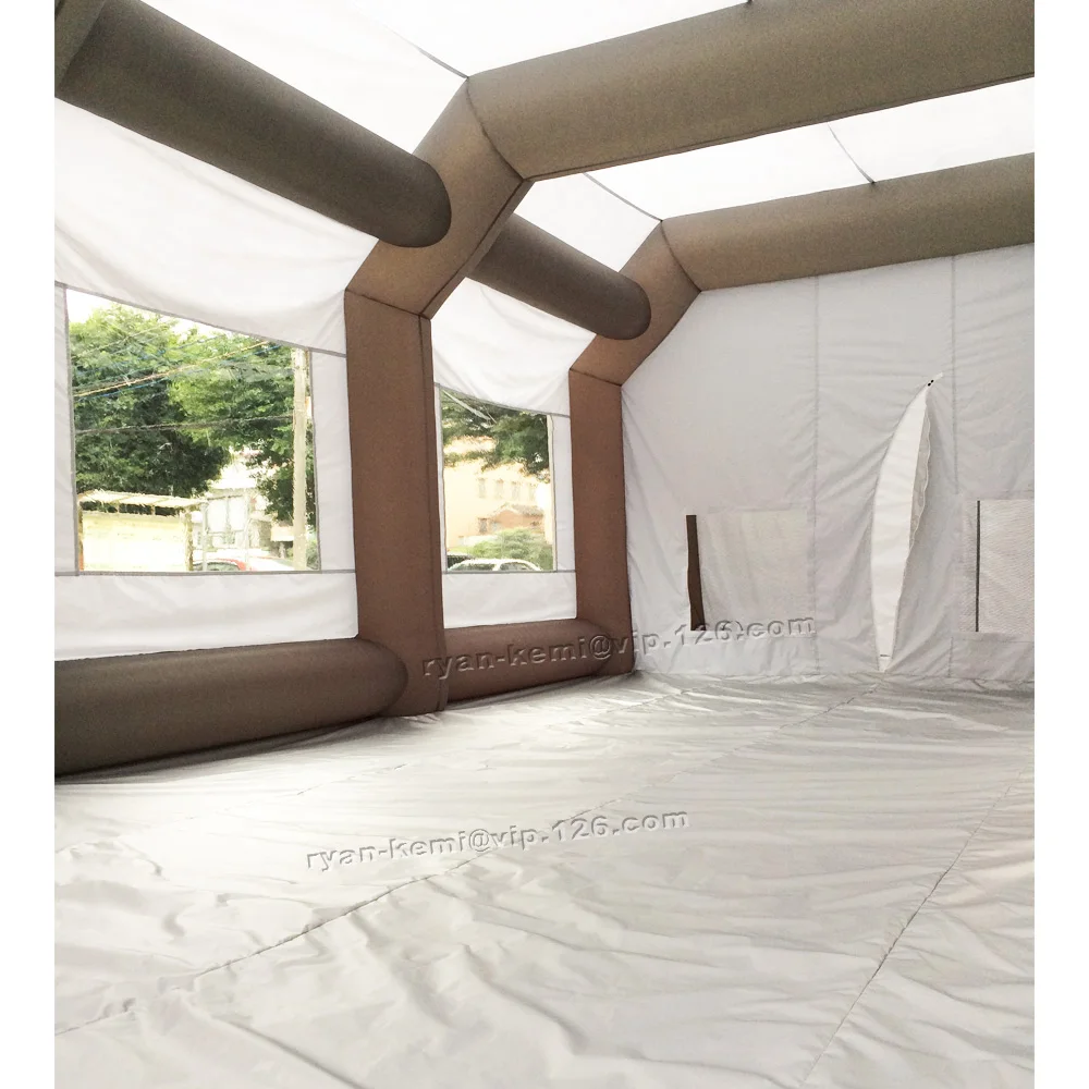 inside of 10m large Portable inflatable spray booth grey inflatable paint booth tent outdoor car garage mobile filter spray shelter room