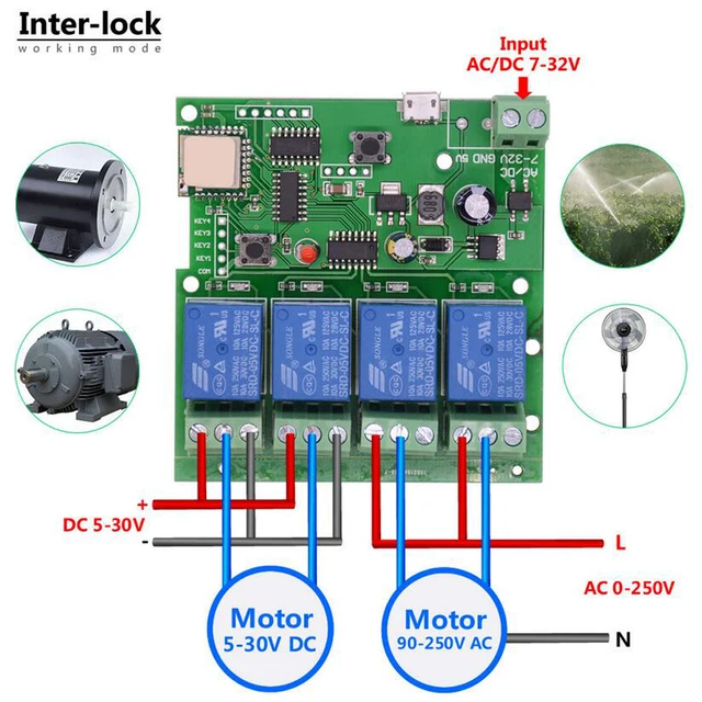 WiFi Switch Ewelink App Smart Life Remote Control Wireless Smart Switch Modul Self-locking interlock remote control 4-way relay 3