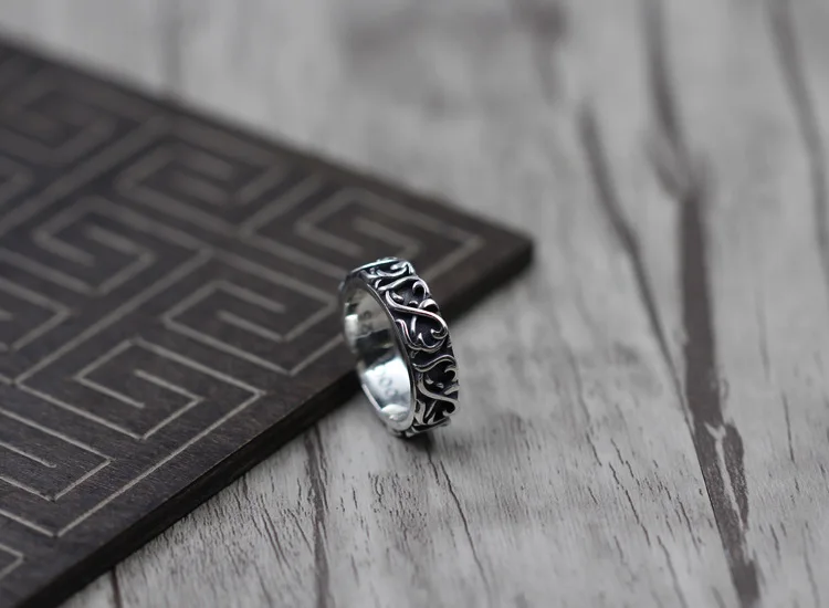 

925 Sterling Accessories Make Retro Eternal Rattan Rings Thai Silver Cool Men And Women-Ring