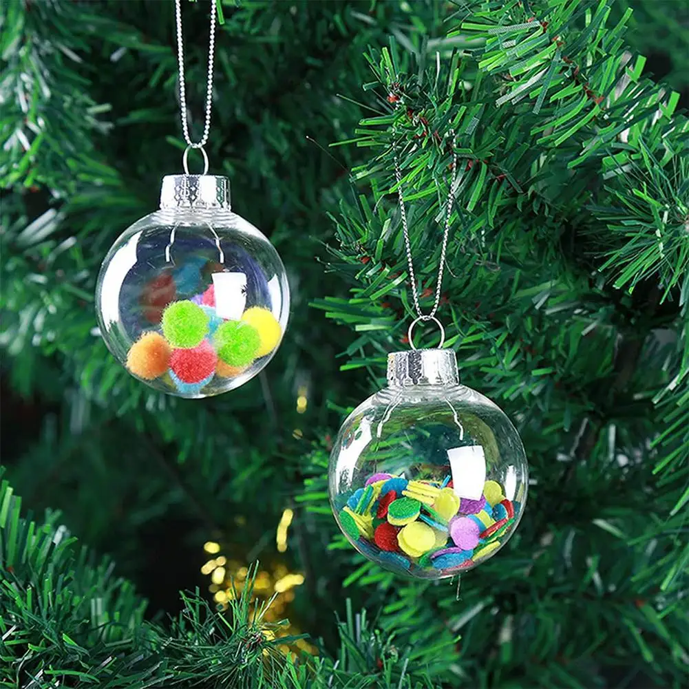 1/10PCS Clear Plastic Christmas Balls Baubles Sphere Fillable Xmas Tree  Ornament