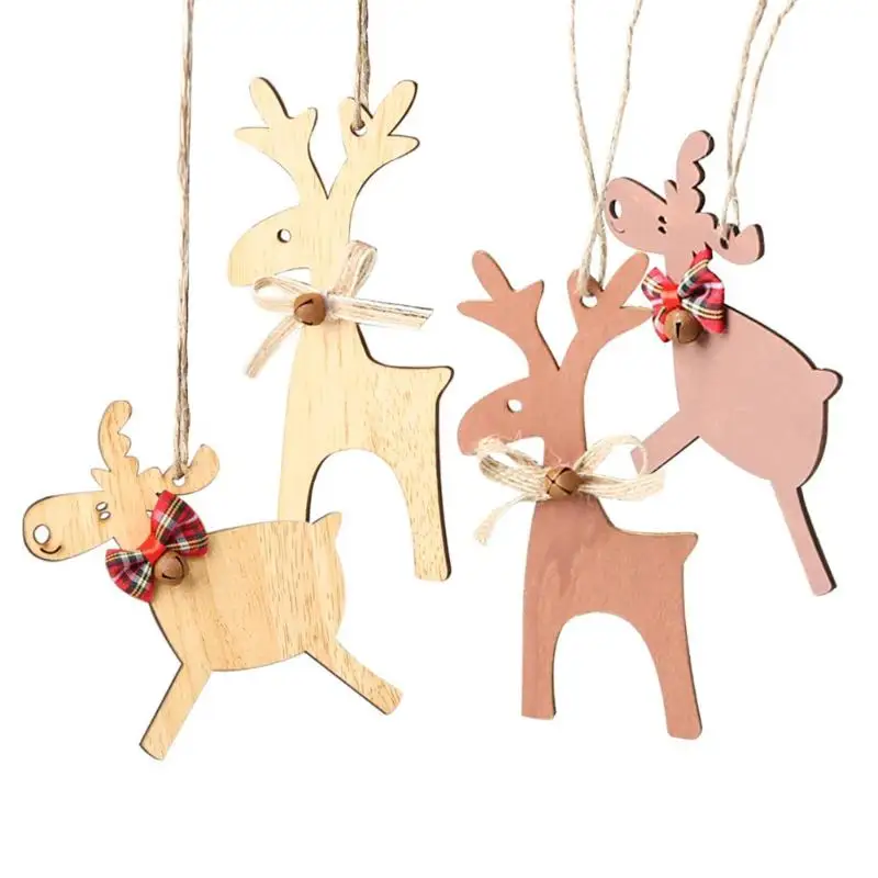 

Merry Christmas Wooden Cute Elk Shape Pendants Kids Lovely Gifts Room Decor Wooden Pendants Ornaments Xmas Tree Ornament 2019