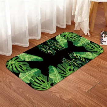 

Green Plant Printing Floor Mat Door Mat Digital Printing Floor Mat Bathroom Non-slip Kitchen Toilet Rectangular Water Absorption
