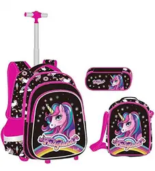 School Trolley Bag Lunch bag set with wheels Children School Rolling Backpack for girls Primary School backpack Bag  on Wheels