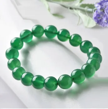 

fine jewelry Natural 10mm Faceted Green Emerald Round Beads Bracelet