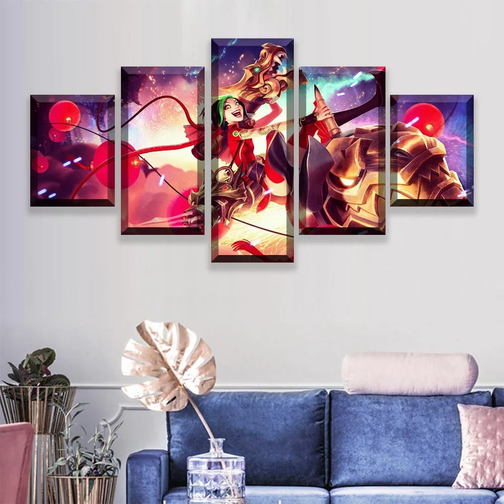 HD Печать Jinx LOL 5 шт. игровой плакат декоративная картина домашний декор холст