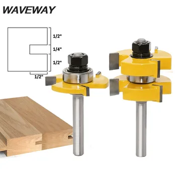 

2PCS 8mm Shank Tongue & Groove Router Bit Set - Large Stock up to 1-1/4" Milling Cutter Woodwork Tenon Cutter for Woodworking