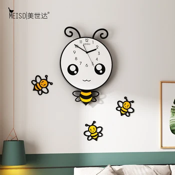 

Cute Big Bee Anime Silent Acrylic Large Decorative Wall Clock Modern Design Living Room Home Decoration Wall Watch Wall Sticker
