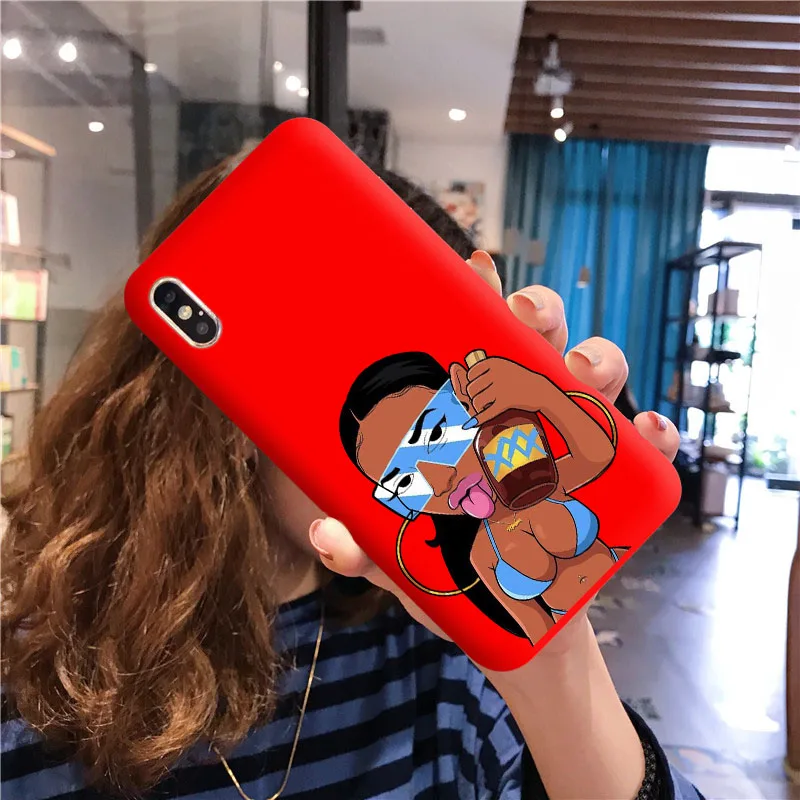 Funny Black Head Girl Phone Case Make Money Not Friends Women For iPhone 11Pro Max X XR XS 8 7 6s Plus Candy Red Silicone Cover - Цвет: TPU
