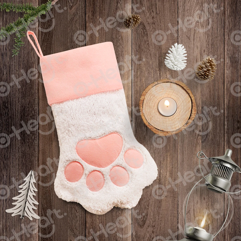 OHEART/розовые рождественские чулки для домашних животных рождественские носки в виде собачьей лапы рождественские украшения для дома, вечерние Детская сумка на подарок, счастливый год