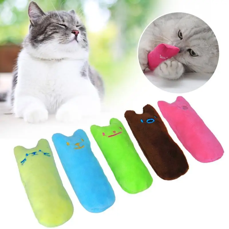 Short Plush Cat Toy Cute Catnip Toy Eco-friendly Durable Pet Cat Chewing Toy Funny Interactive Cat Supply 5 Colors Available