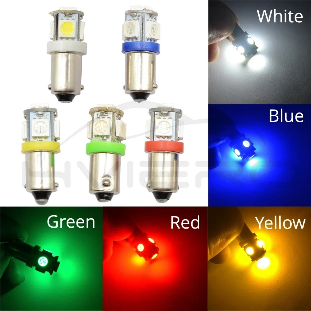 Hviero CAR Led Festoon Dome Door Lights Tail Light Wedge Lamp 5050 5SMD BA9S White Green Blue Yellow T4W Turk Bulb Car Marker Light