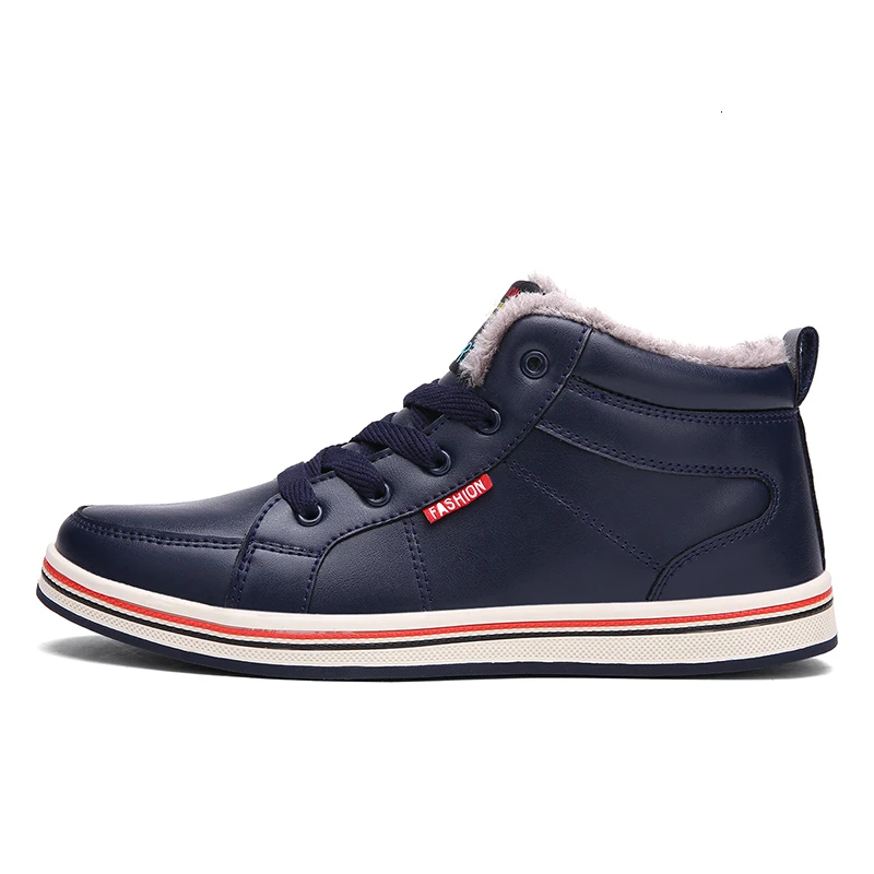 blue winter shoes Mens Winter Shoes Waterproof Big Size 39-48 Fur Warm Sports Shoes Lace-up Non-slip Outdoor Sneakers Comfortable Gym Trainer Flat - Цвет: blue winter shoes