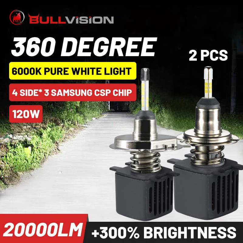 Bullvision 360 H1 H7 Turbo Led 9005 лм H11 H4 светодиодные фары H9 9006 ледяные лампы с Samsung Csp HB3 HB4 H8