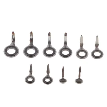 

10pcs Mixed Sizes Fishing Rod Guide Tip Top Fish Pole Eye Ring Repair Kit